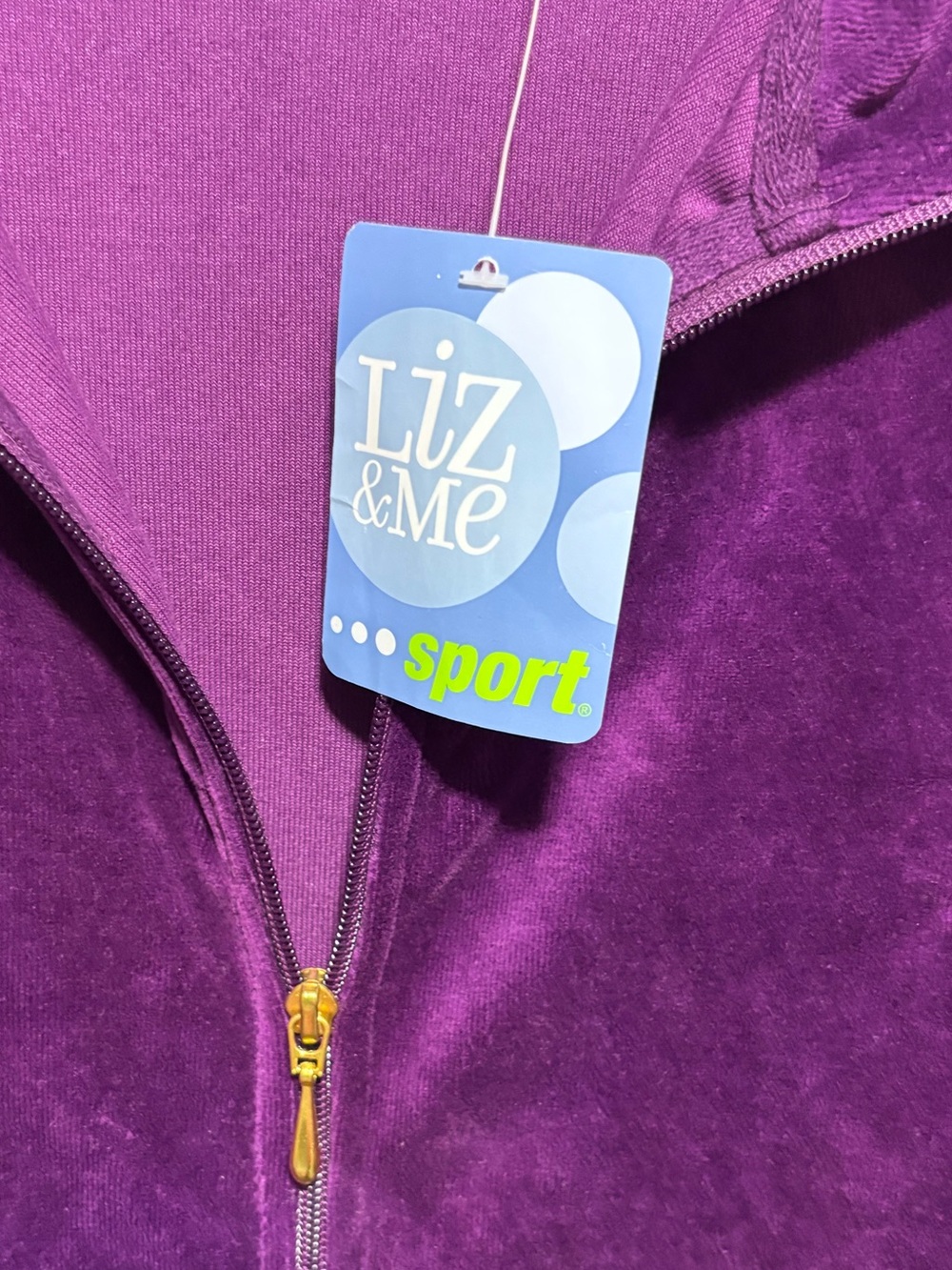 Liz & Me Deep Purple Velour Zip-Up Jacket with Gold Stitching – Size 5X – NWT - Picture 4 of 5